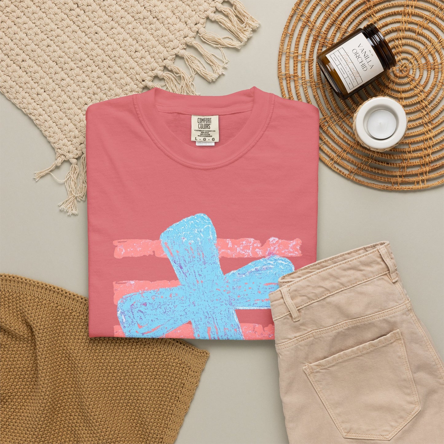 Cross & Stripes T-Shirt — Retro Coastal Church Graphic Tee