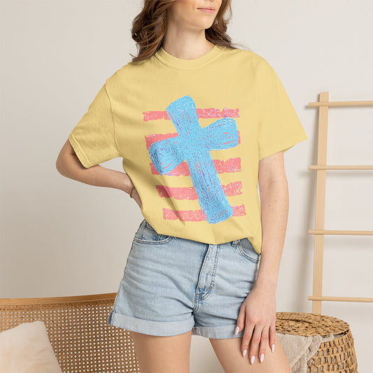 Cross & Stripes T-Shirt — Retro Coastal Church Graphic Tee