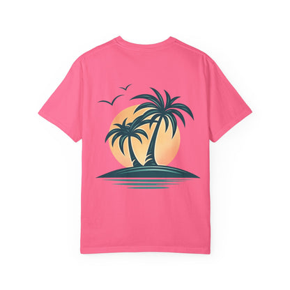 Palm Island Sunset T-Shirt — Tropical Beach Graphic Tee