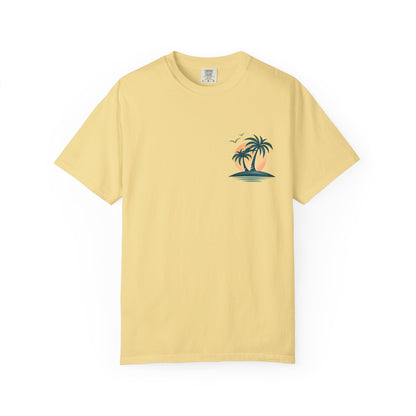 Palm Island Sunset T-Shirt — Tropical Beach Graphic Tee