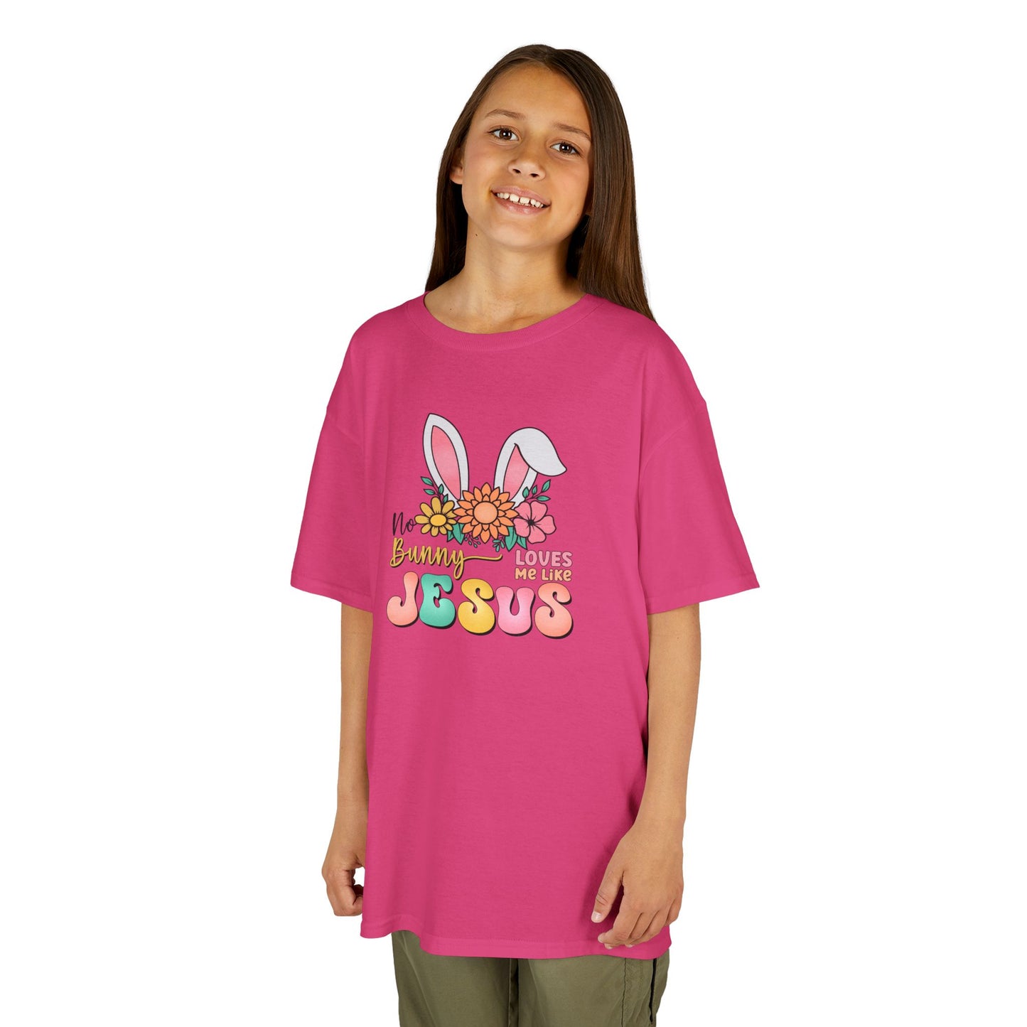 Kids Tee — "Hippie Bunny Jesus" Pastel Easter Graphic