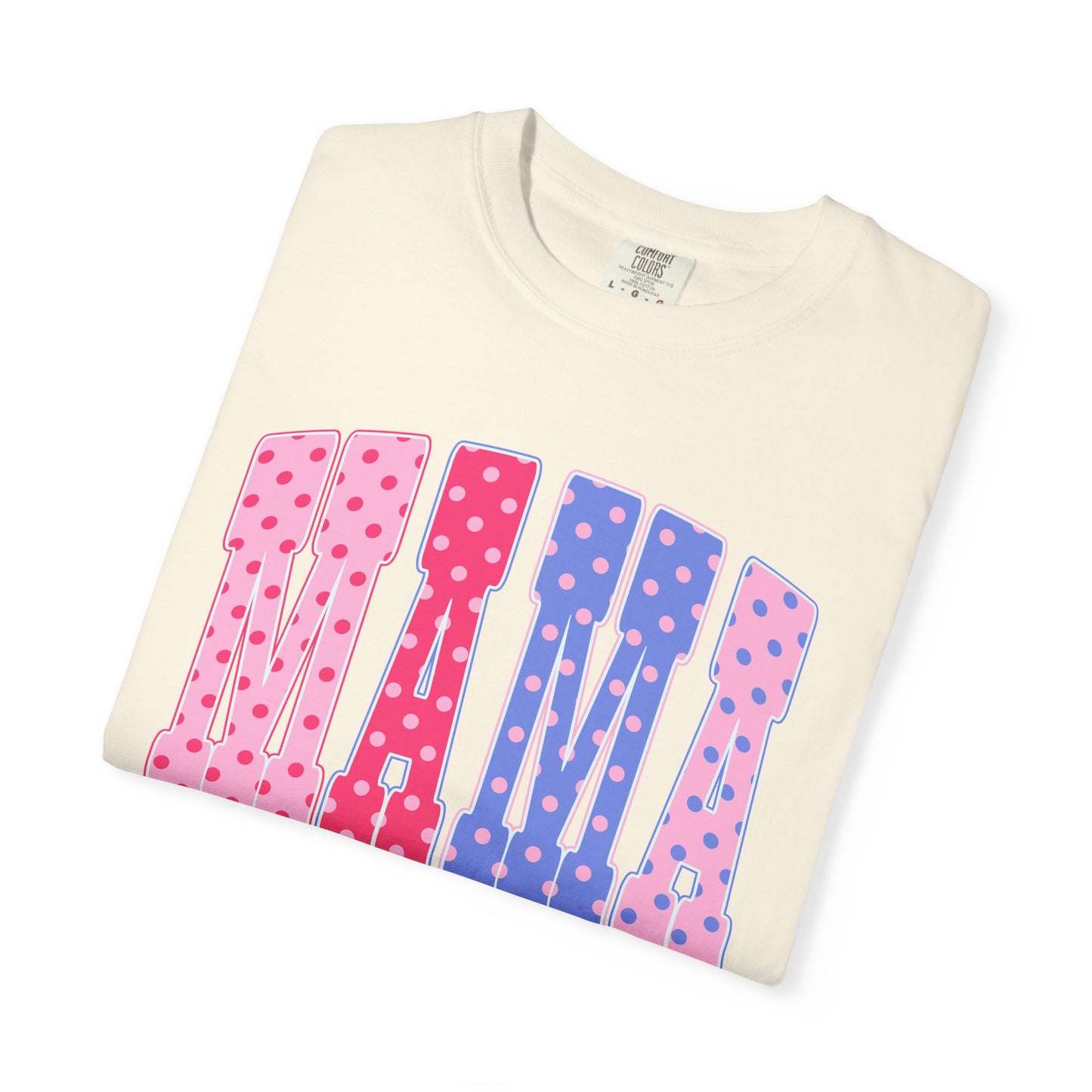 Mama Polka Dot Graphic T-Shirt — Pink & Purple Retro Mother's Day Tee