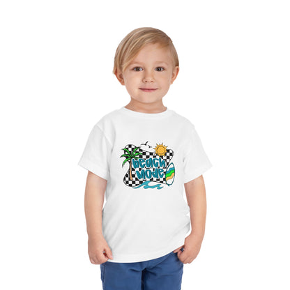 Toddler Tee — "Beach Vibes" Surfboard & Palm Tree Graphic