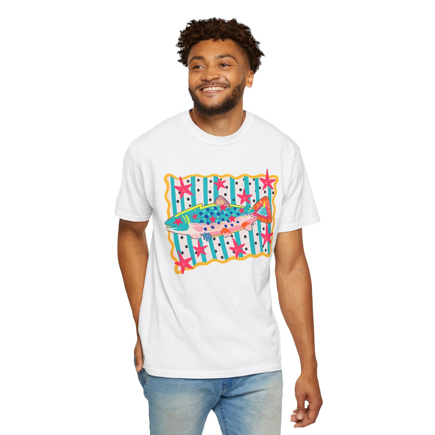 Fish Pattern T-Shirt — Colorful Retro Sea Life Graphic Tee