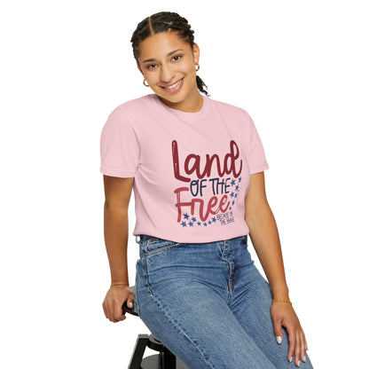 Land of the Free T-Shirt — 'Land of the Free Because of the Brave' Patriotic Tee
