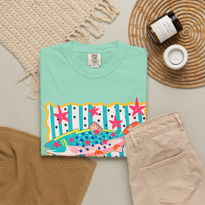 Fish Pattern T-Shirt — Colorful Retro Sea Life Graphic Tee