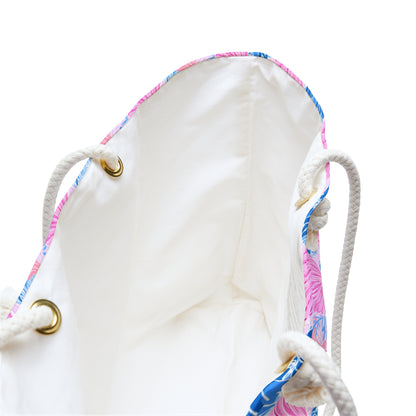 Seashell Pattern Weekender Bag — Pink & Blue Beach Tote
