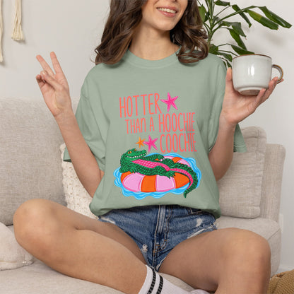 T-Shirt — "Hotter Than a Hoochie Coochie" Gator Pool Graphic Tee
