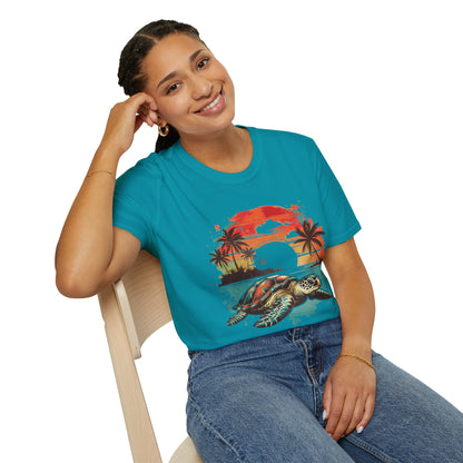 Sea Turtle Sunset T-Shirt — Tropical Beach Graphic Tee