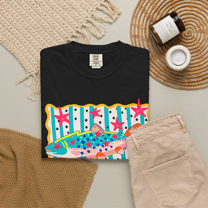 Fish Pattern T-Shirt — Colorful Retro Sea Life Graphic Tee