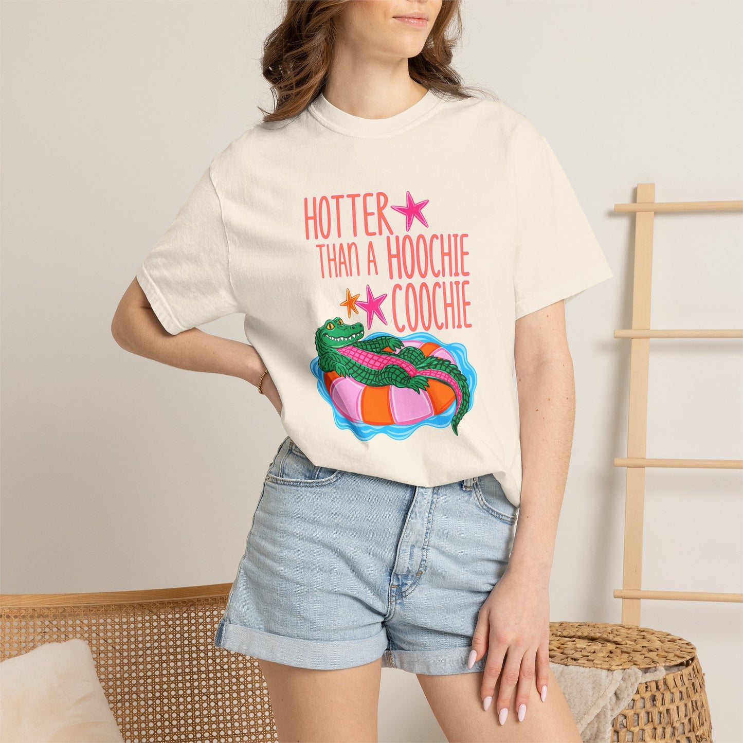 T-Shirt — "Hotter Than a Hoochie Coochie" Gator Pool Graphic Tee