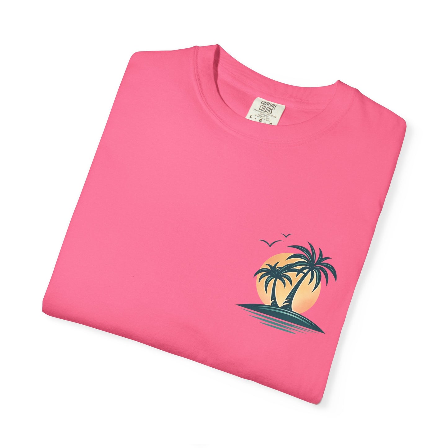 Palm Island Sunset T-Shirt — Tropical Beach Graphic Tee