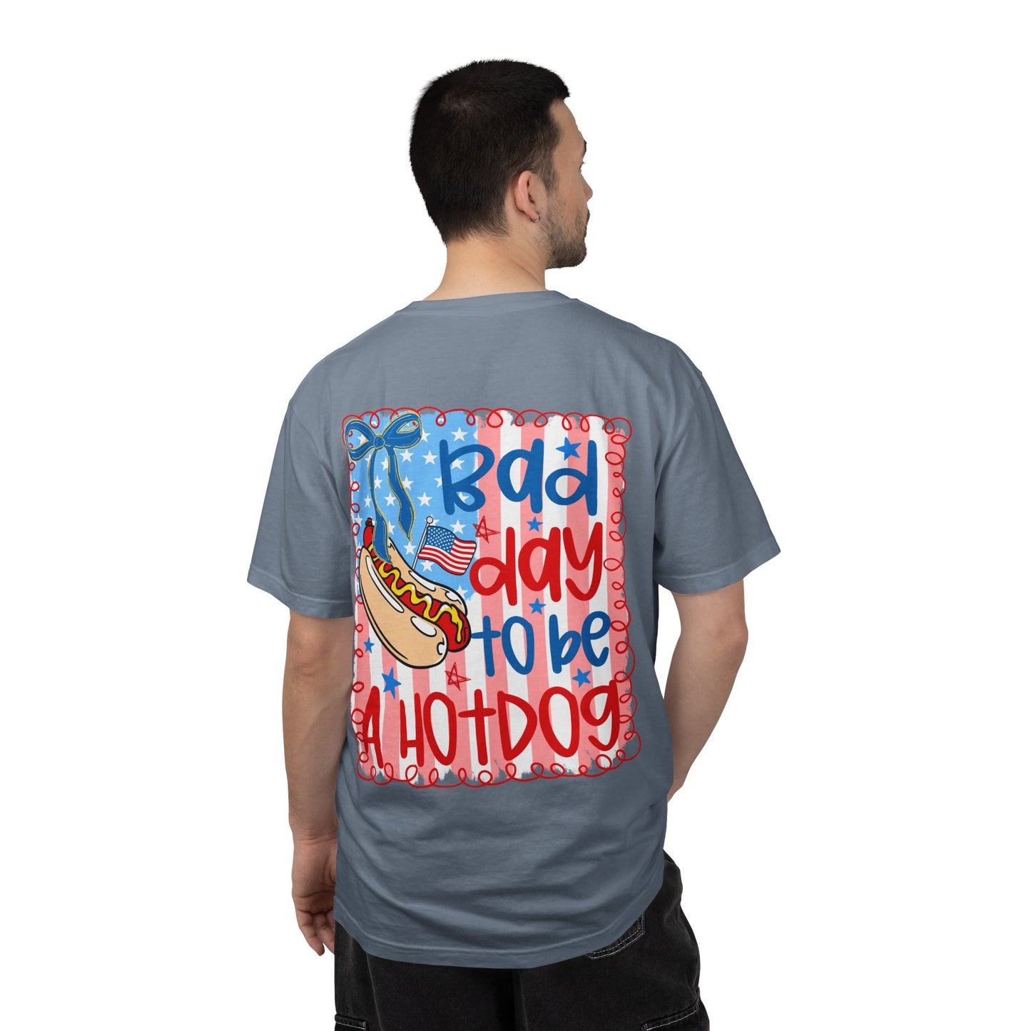 Hot Dog Graphic T-Shirt — "Bad Day to Be a Hot Dog" Patriotic Tee