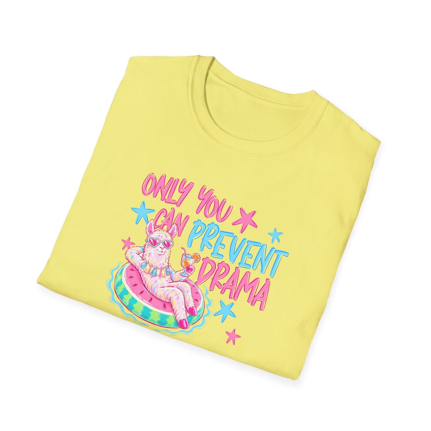 Only You Can Prevent Drama T-Shirt — Cute Llama Pool Float Graphic Tee