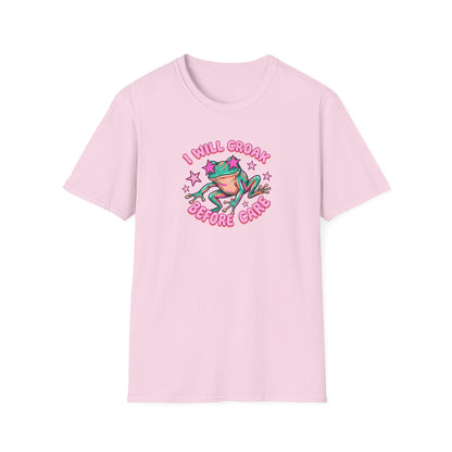 Funny Frog T-Shirt — "I Will Croak Before I Care" Cute Retro Frog Graphic Tee