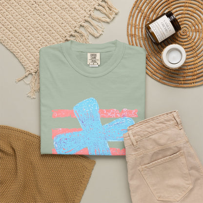 Cross & Stripes T-Shirt — Retro Coastal Church Graphic Tee