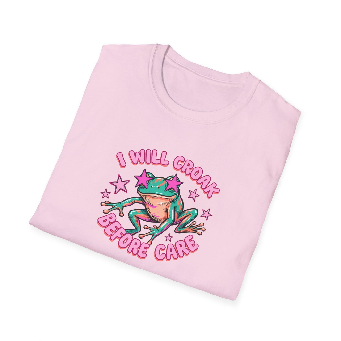 Funny Frog T-Shirt — "I Will Croak Before I Care" Cute Retro Frog Graphic Tee