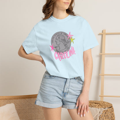 California Coin Graphic Tee — 'California' Retro Neon Stars T-Shirt