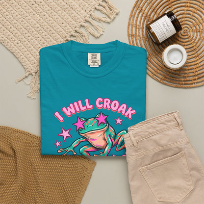 I Will Croak Before Care T-Shirt — Cute Froggy Graphic Tee