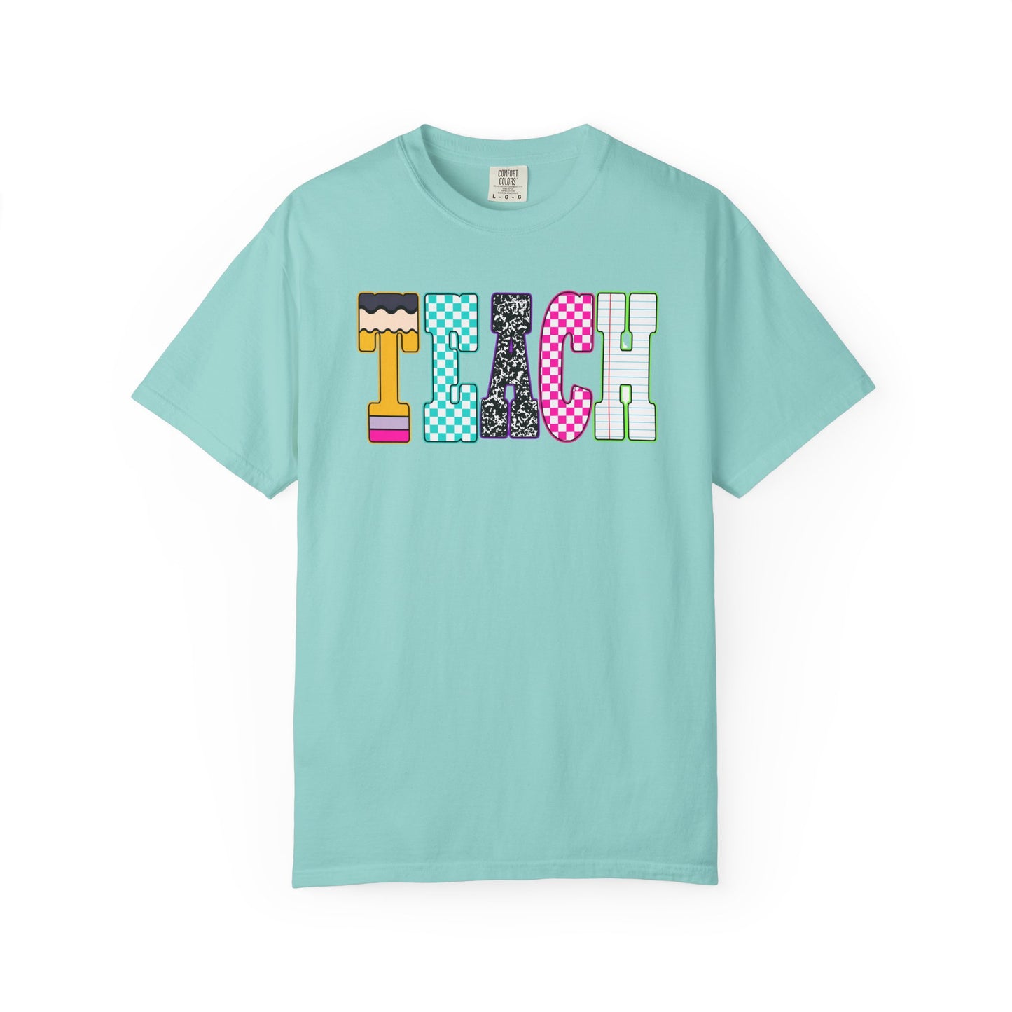 Teach Colorblock Graphic T-Shirt — Fun Teacher Appreciation Tee