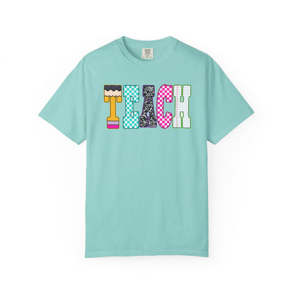 Teach Colorblock Graphic T-Shirt — Fun Teacher Appreciation Tee