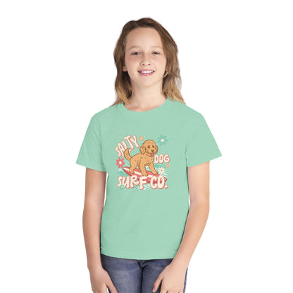Youth Surf Dog Tee — Cute Retro Beach Puppy Graphic Tee