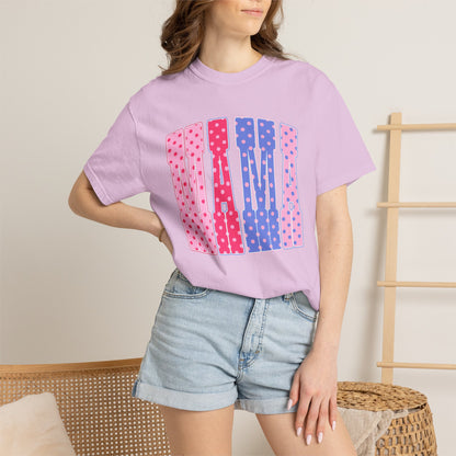 Mama Polka Dot Graphic T-Shirt — Pink & Purple Retro Mother's Day Tee
