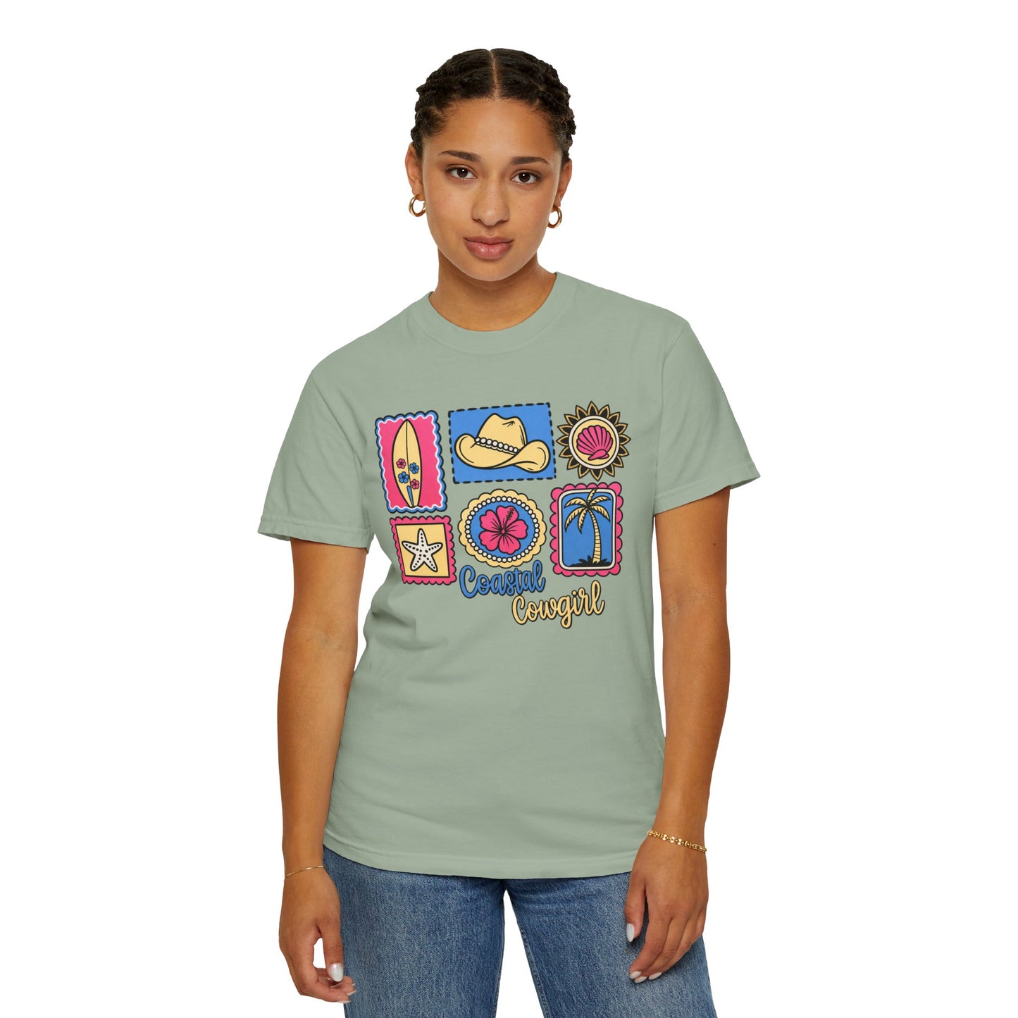 Coastal Cowgirl Graphic T-Shirt — Retro Beach Icons Tee