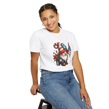 Patriotic Gnome T-Shirt – American Flag Fourth of July Garden Gnome Tee
