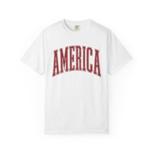 America Graphic T‑Shirt — Vintage Collegiate Patriotic Tee