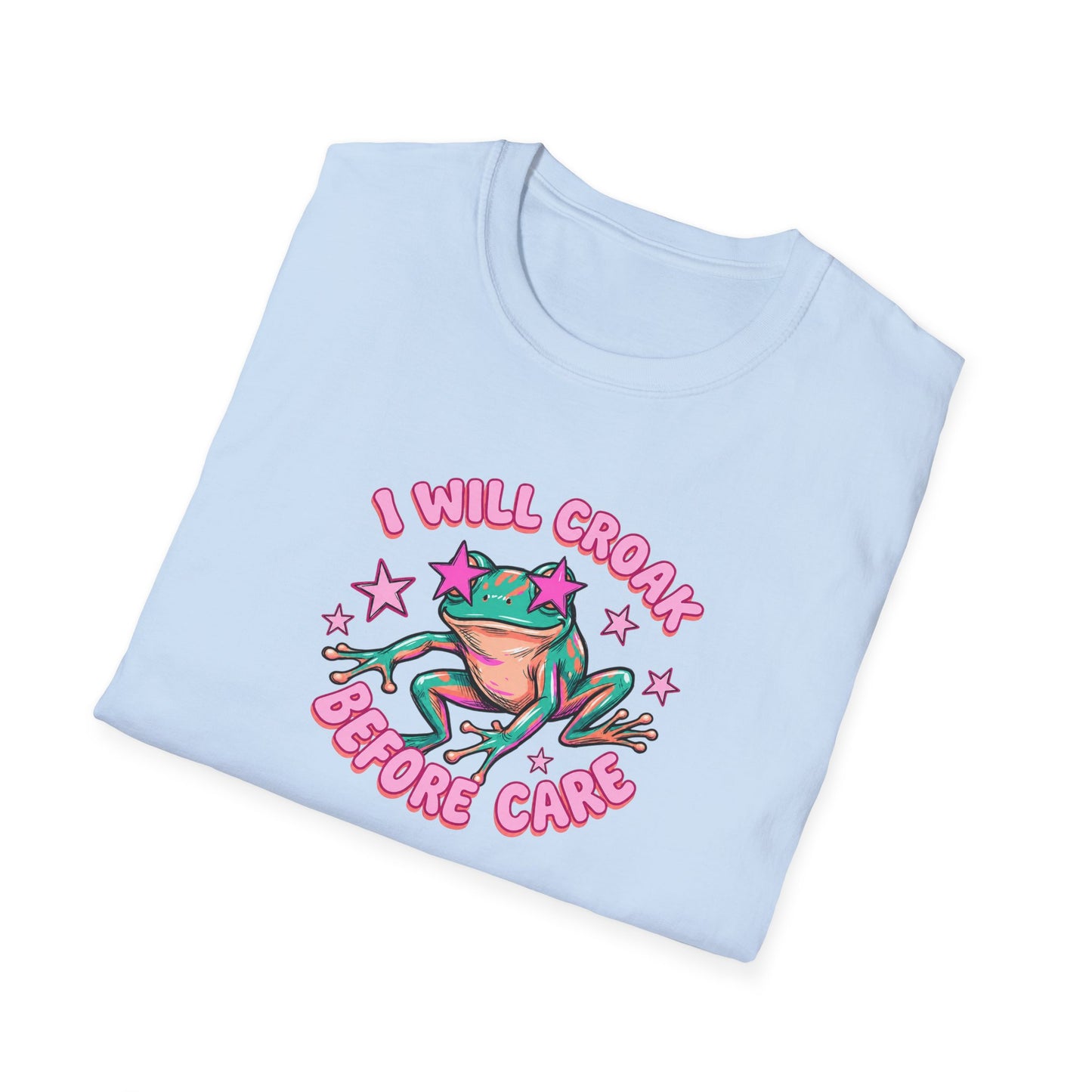 Funny Frog T-Shirt — "I Will Croak Before I Care" Cute Retro Frog Graphic Tee