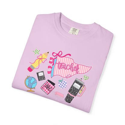 Teacher Essentials T-Shirt — Fun School Supplies Graphic