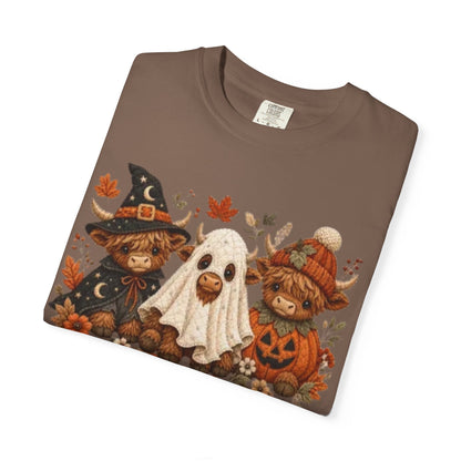 Halloween Highland Cows & Ghost T-shirt
