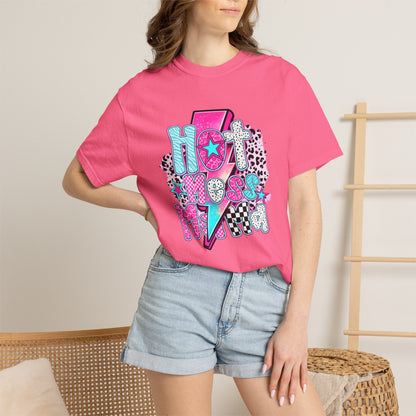 Retro Hot Mess Mama T-Shirt — Pink Lightning Graphic Tee