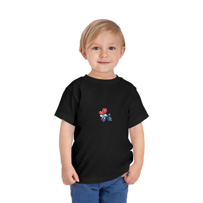 Toddler Tee - Red & Blue Polka Dot Puppy Graphic (Cute Patriotic Baby Shirt)