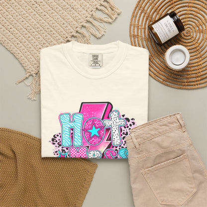 Retro Hot Mess Mama T-Shirt — Pink Lightning Graphic Tee