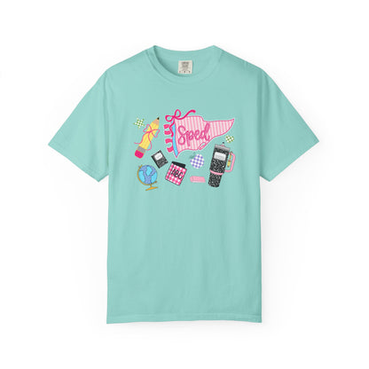 Retro Tech Collage T-Shirt — 'Speed' Graphic Tee for 90s Nostalgia