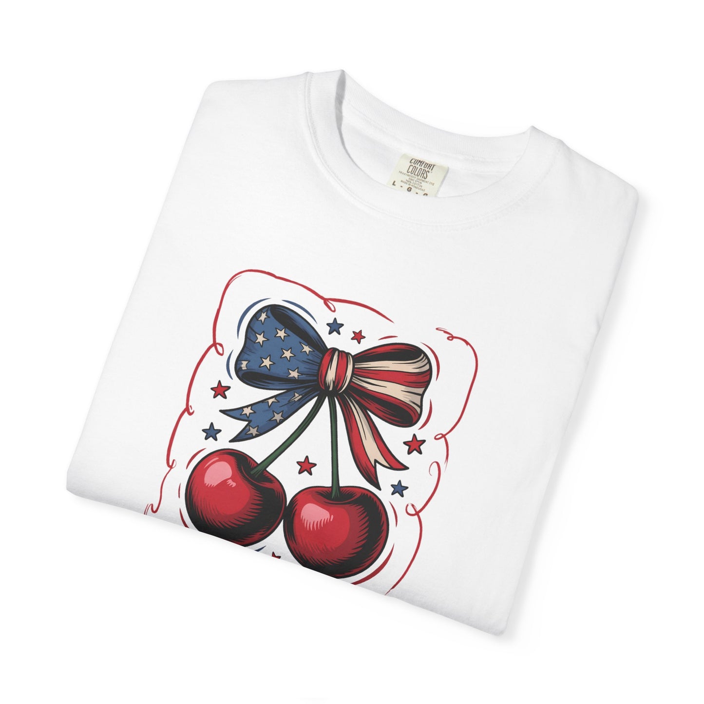 American Flag Cherry T-Shirt — Patriotic Bow Cherry Graphic Tee