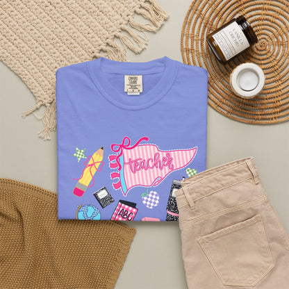 Teacher Essentials T-Shirt — Fun School Supplies Graphic