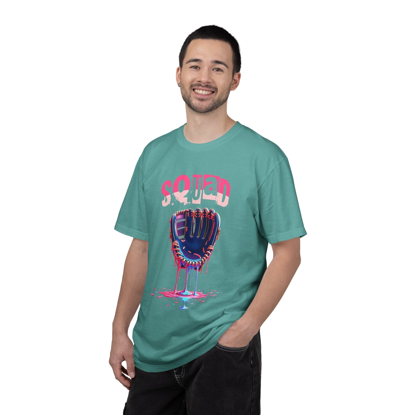 Baseball Glove Drip T-Shirt — "Squad" Graphic Sports Tee