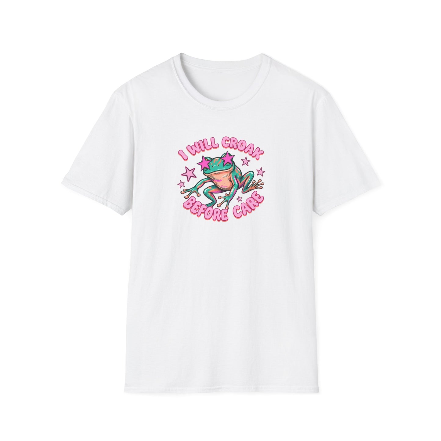Funny Frog T-Shirt — "I Will Croak Before I Care" Cute Retro Frog Graphic Tee