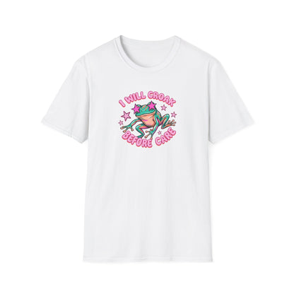 Funny Frog T-Shirt — "I Will Croak Before I Care" Cute Retro Frog Graphic Tee