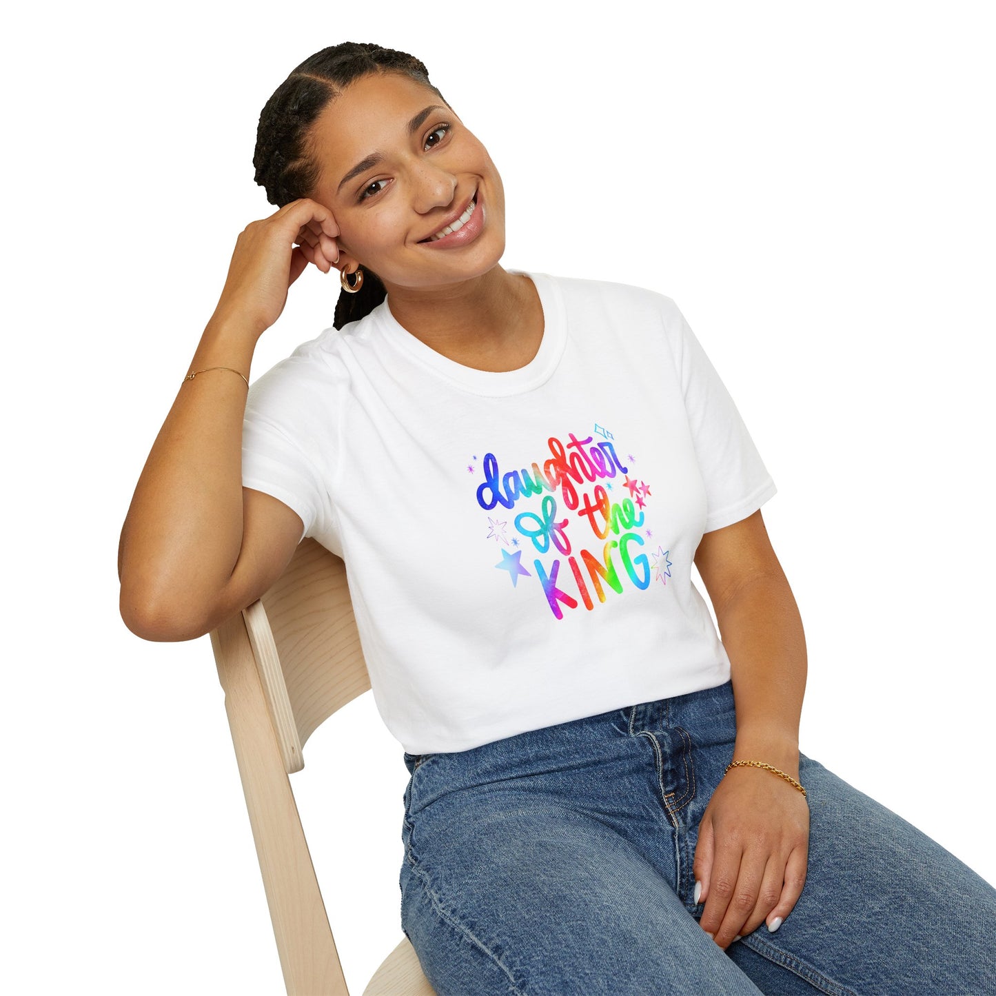Daughter of the King Rainbow T-Shirt — Christian Faith Graphic Tee for Girls