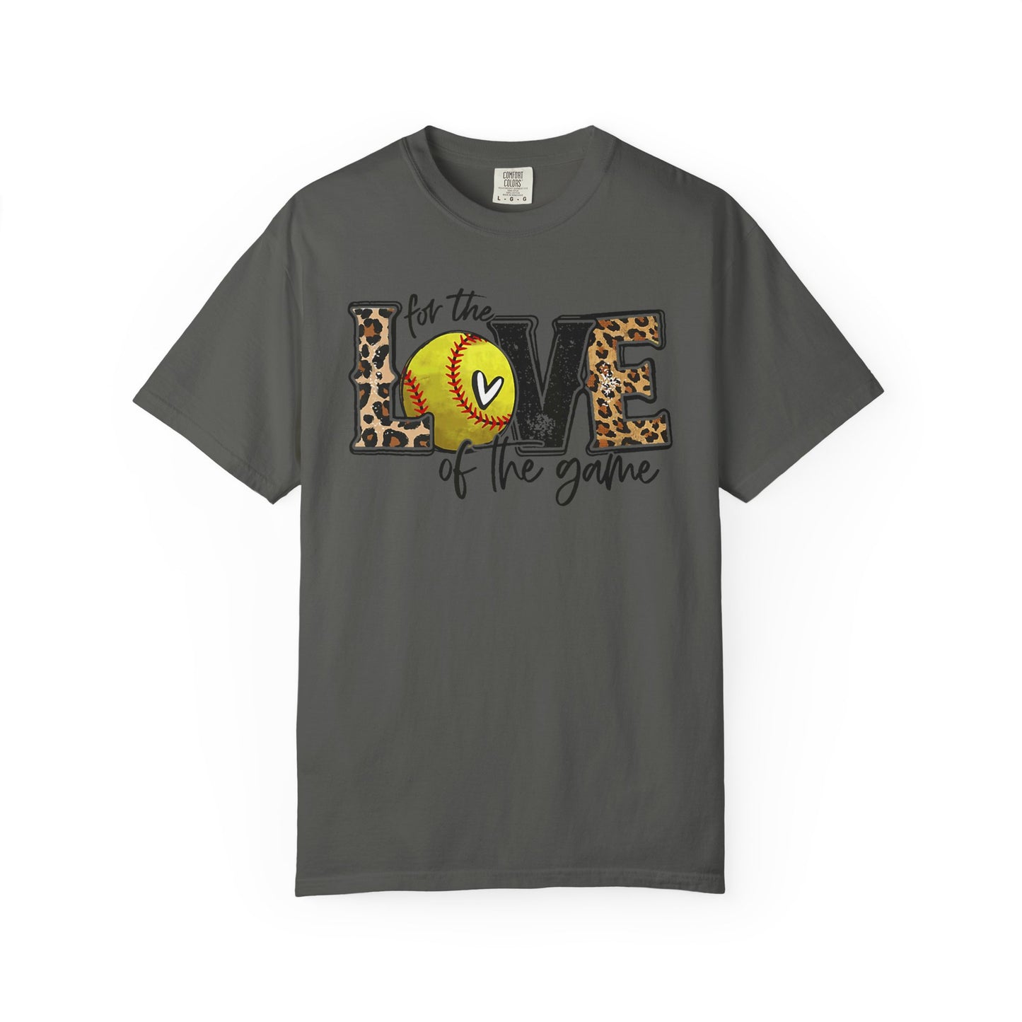 Love of the Game Softball T-Shirt — Leopard Print Tennis Ball Design