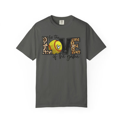 Love of the Game Softball T-Shirt — Leopard Print Tennis Ball Design