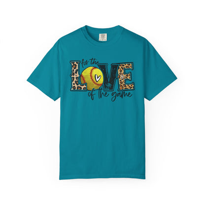 Love of the Game Softball T-Shirt — Leopard Print Tennis Ball Design