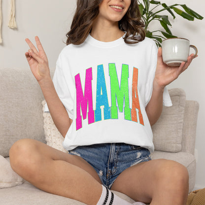 Mama Colorblock T-Shirt — Bright Retro Mama Graphic Tee for Mothers' Day & Everyday