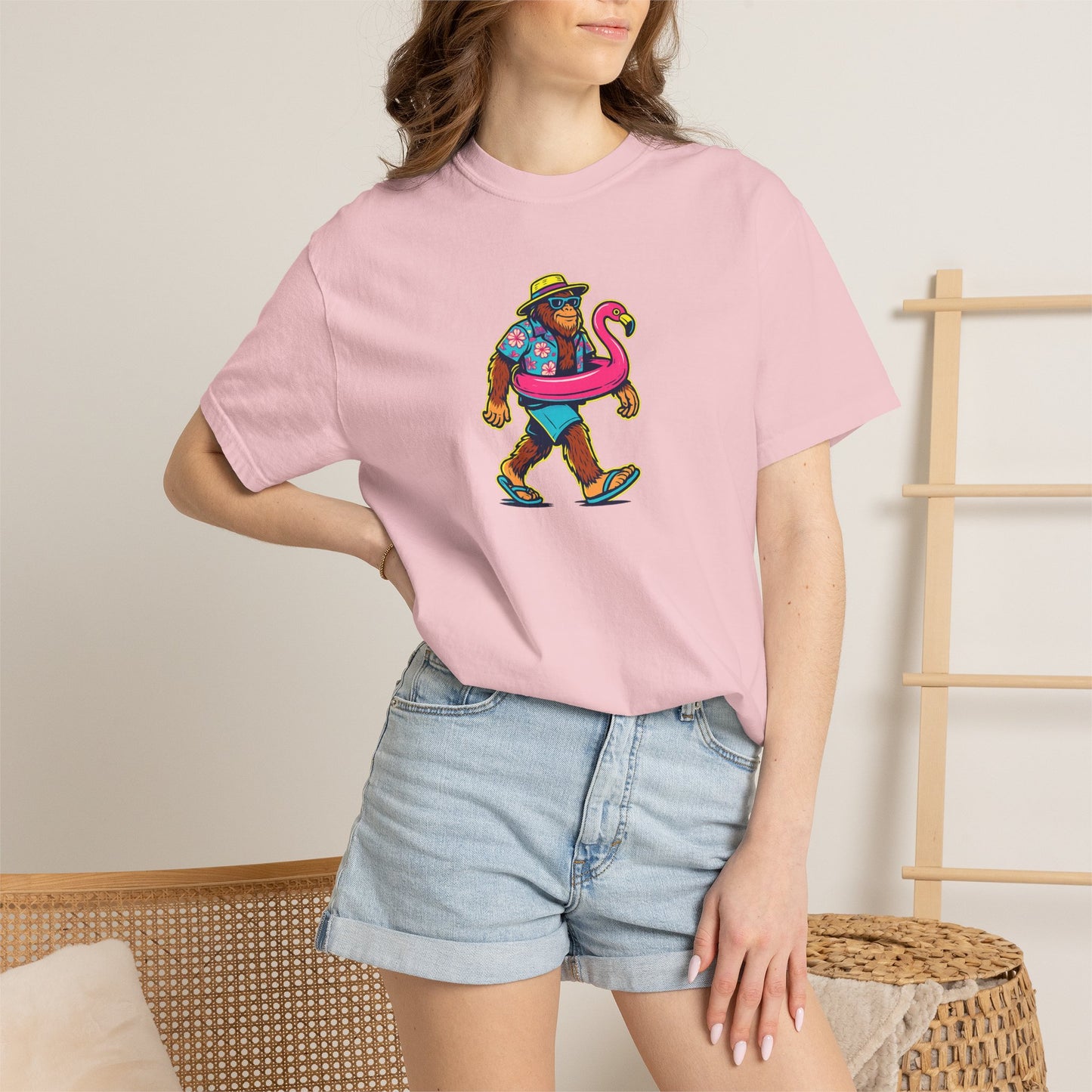 Vacation Bear T-Shirt — Tropical Bear with Flamingo Float Graphic