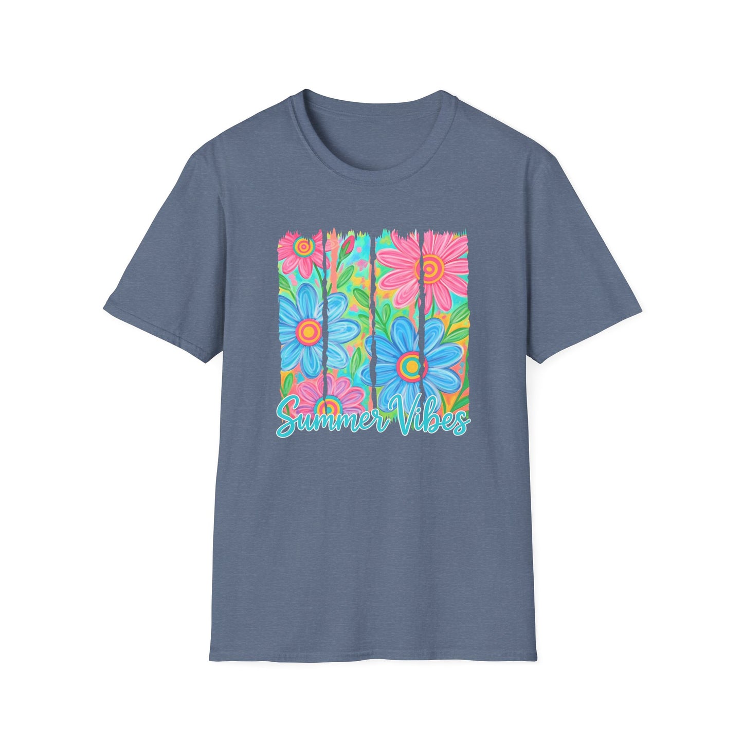 Summer vibes floral tee- Gildan softstyle