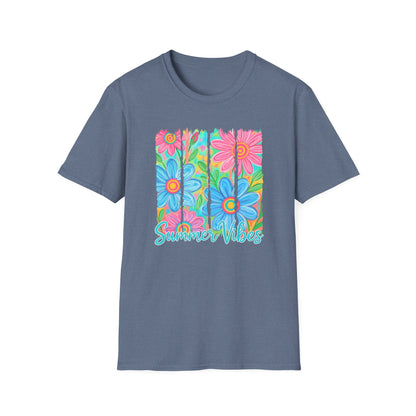 Summer vibes floral tee- Gildan softstyle